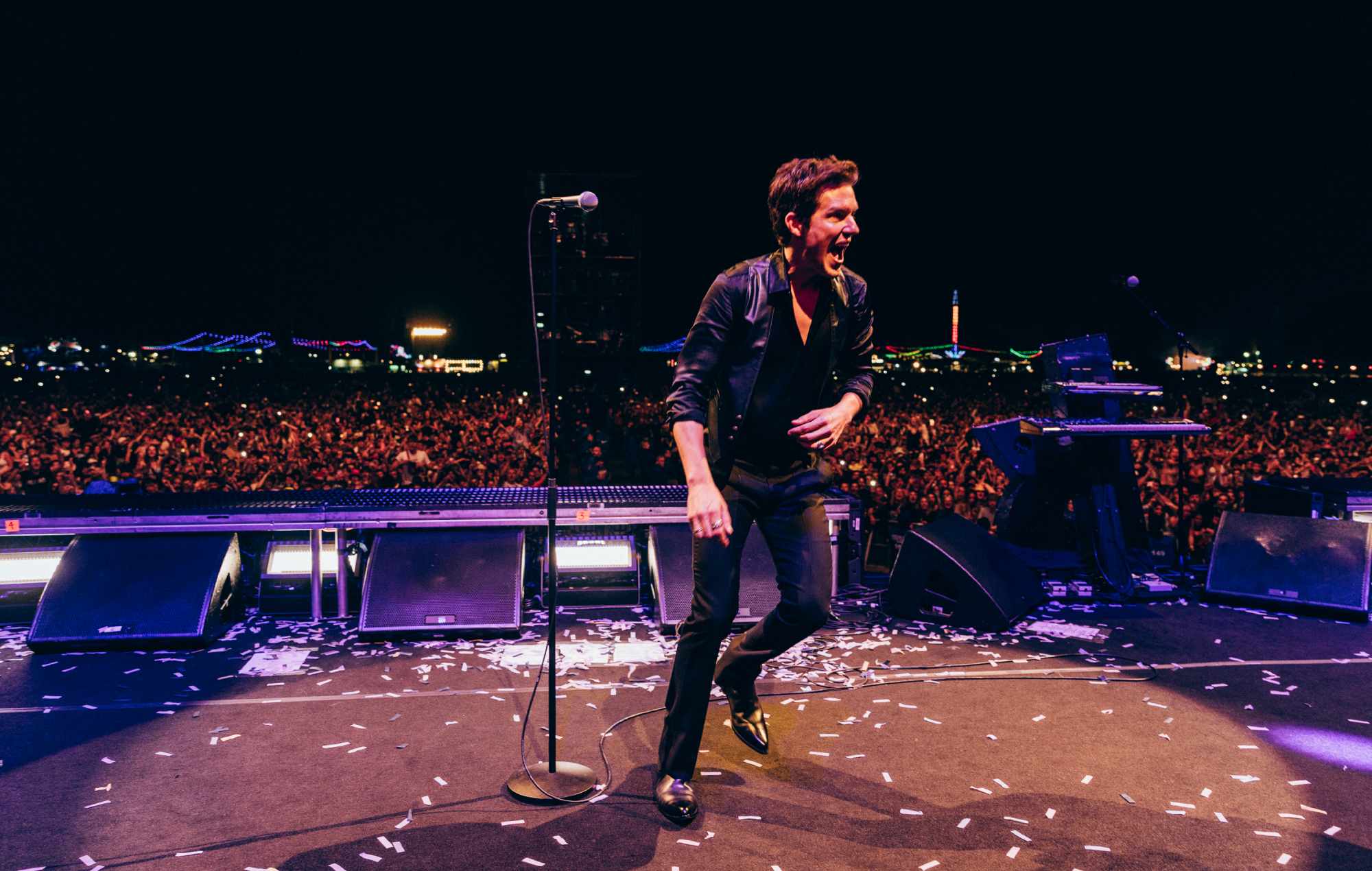 Brandon Flowers performing live on stage